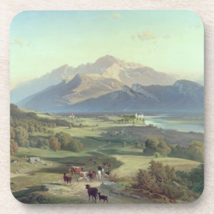 Dessous-de-verre Conducteur de bestiaux à cheval avec ses bétail