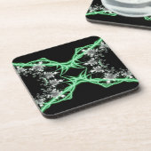 Dessous-de-verre Confusion | Art fractal vert et blanc (Côté gauche)