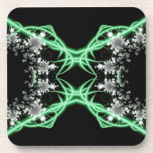 Dessous-de-verre Confusion | Art fractal vert et blanc (Devant)
