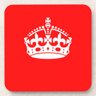 Dessous-de-verre CONSERVER CALME COURONNE sur la décoration rouge