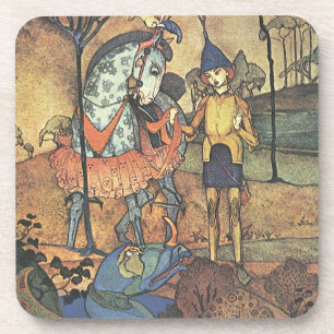 Dessous-de-verre Conte de fées vintage, un chevalier courageux et d