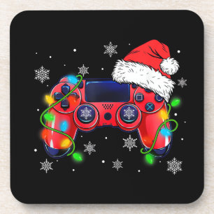 Dessous-de-verre Contrôleur de jeu vidéo chapeau de Noël Santa Game