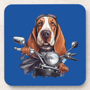 Dessous-de-verre Cool chien biker, joli basset hound chien conducte
