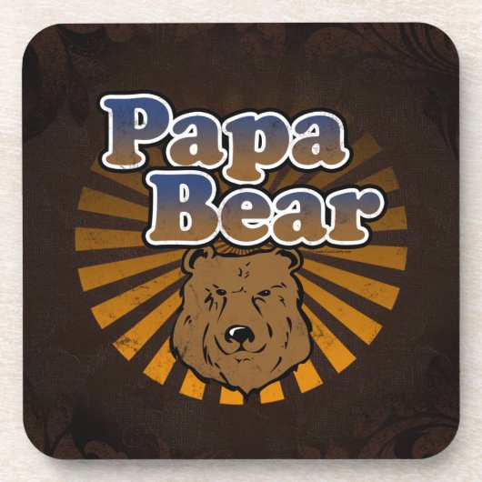 Dessous-de-verre Cool Papa Bear, Brown/Bleu/Gold Papa Cadeau (Devant)