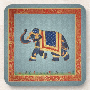 Dessous-de-verre Copie d'éléphant d'or de gris bleu de dessous de
