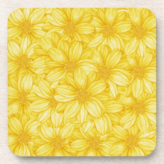 Dessous-de-verre Copie jaune illustrative florale (Devant)