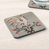 Dessous-de-verre Coq style art populaire (Côté gauche)