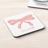 Dessous-de-verre Coquette Pink Strited Bow (Côté gauche)