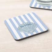 Dessous-de-verre Coquillage bleu et rayures (Côté gauche)