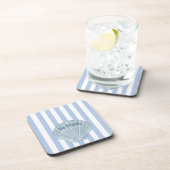 Dessous-de-verre Coquillage bleu et rayures (Côté Droit)