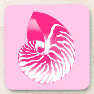 Dessous-de-verre Coquille de Nautilus - fuchsia rose et blanc