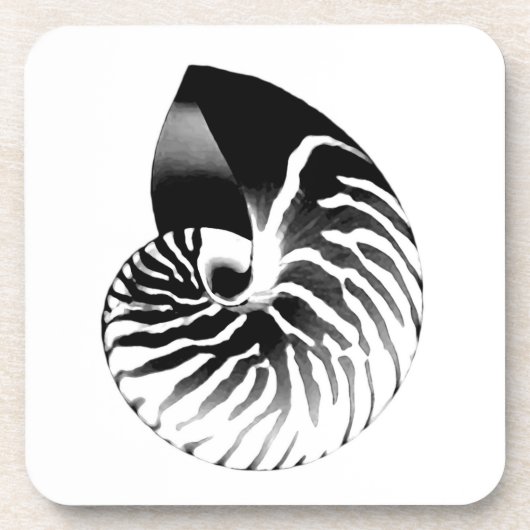 Dessous-de-verre Coquille de Nautilus - noir, gris et blanc (Devant)