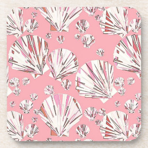 Dessous-de-verre Corail, coquillages blancs et roses, arrière - pla