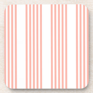 Dessous-de-verre Corail et blanc cinq bandes motif