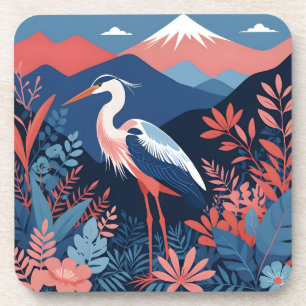 dessous de verre corail montagne héron