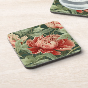 Dessous-de-verre Corail vintage et Jardin de pivoine blush