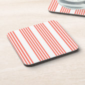 Dessous-de-verre Corail vivant et blanc cinq bandes motif (Côté gauche)
