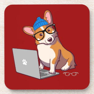 Dessous-de-verre Corgi 2 de hippie (sans texte)
