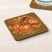 Dessous-de-verre Cornucopie de Thanksgiving Monogramme (Côté gauche)