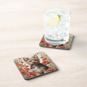 Dessous-de-verre Corte Yorkshire Terrier Botanique Poppies rouges (Côté Droit)