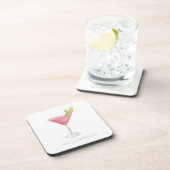 Dessous-de-verre Cosmopolitan Rose Cocktail Aquarelle (Côté Droit)