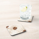 Dessous-de-verre Cosy câble tricot pull bois bouton crème brune (Côté Droit)