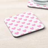 Dessous-de-verre Coton Candy Pink coeurs sur blanc (Côté gauche)