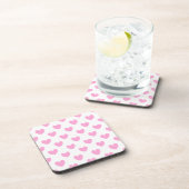 Dessous-de-verre Coton Candy Pink coeurs sur blanc (Côté Droit)