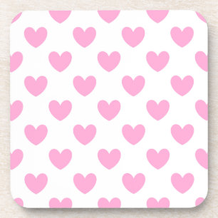 Dessous-de-verre Coton Candy Pink coeurs sur blanc