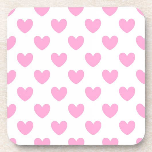 Dessous-de-verre Coton Candy Pink coeurs sur blanc (Devant)