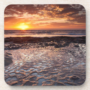 Dessous-de-verre Coucher de soleil à la plage, Californie