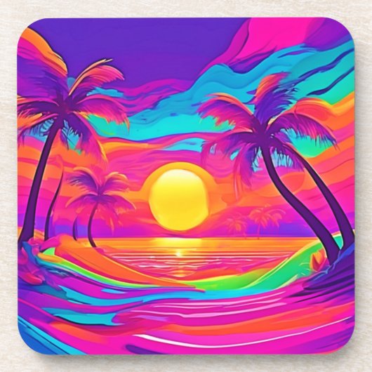 Dessous-de-verre Coucher de soleil bleu et orange (Devant)