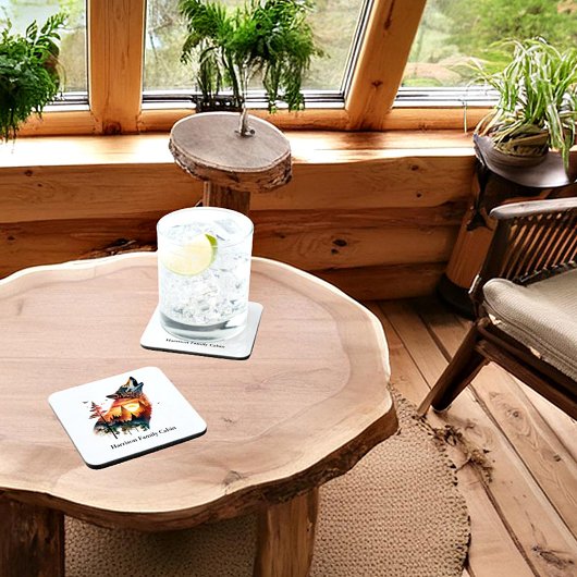 Dessous-de-verre Coucher de soleil double exposition loup hurlant p