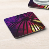 Dessous-de-verre Coucher de soleil feuille Palm moderne tropical (Côté gauche)