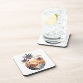 Dessous-de-verre Coucher de soleil hawaïen avec palmier. (Côté Droit)