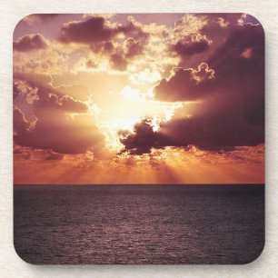 Dessous-de-verre Coucher de soleil nuageux au-dessus de l'horizon m