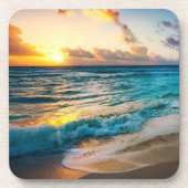 Dessous de verre Coucher De Soleil Plage Scène (Devant)