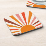 Dessous-de-verre Coucher de soleil rétro Coucher de soleil orange j<br><div class="desc">Le design rétro du soleil éclate dans les tons chauds rose,  marron,  orange. Rayons de soleil orange modernes rétro,  soleil matinal géométrique art abstrait.</div>