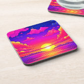 Dessous-de-verre Coucher de soleil rose et violet (Côté gauche)