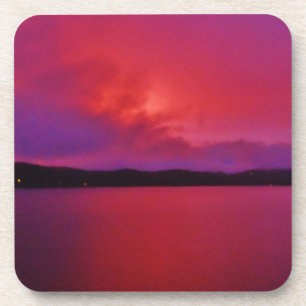 Dessous-de-verre Coucher de soleil rose vif sur le lac Arrowhead