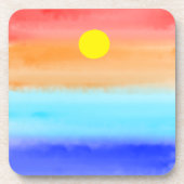 Dessous-de-verre Coucher de soleil sur l'aquarelle de l'océan Art A (Devant)