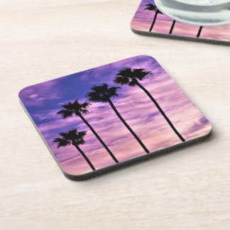 Dessous-de-verre Coucher de soleil sur le palmier de Californie