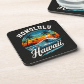Dessous-de-verre Coucher de soleil surf Honolulu Hawaï (Côté gauche)
