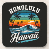 Dessous-de-verre Coucher de soleil surf Honolulu Hawaï (Devant)