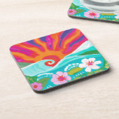 Dessous-de-verre Coucher de soleil tropical à fushia lancer oreille (Côté gauche)