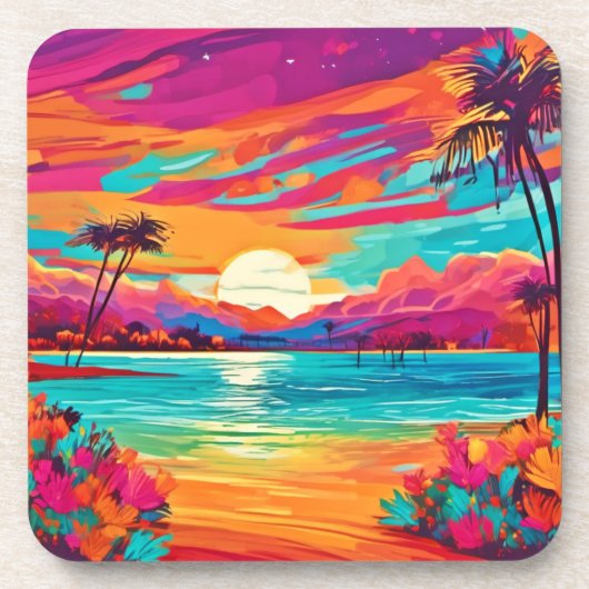 Dessous-de-verre Coucher de soleil tropical vif (Devant)