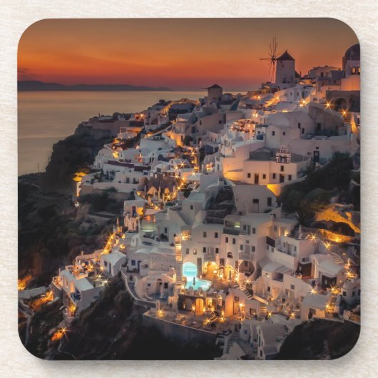 Dessous-de-verre Coucher du soleil de Santorini, Grèce (Devant)