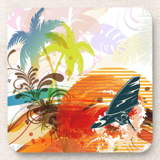 Dessous-de-verre Couleur de fond DIY surfeurs de riptide PixDezines (Devant)