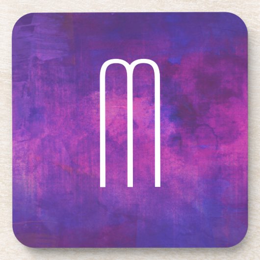 Dessous-de-verre Couleur de toilette rose violet Abstrait Monogramm (Devant)