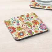 Dessous-de-verre Couleur florale et hibou (Côté gauche)